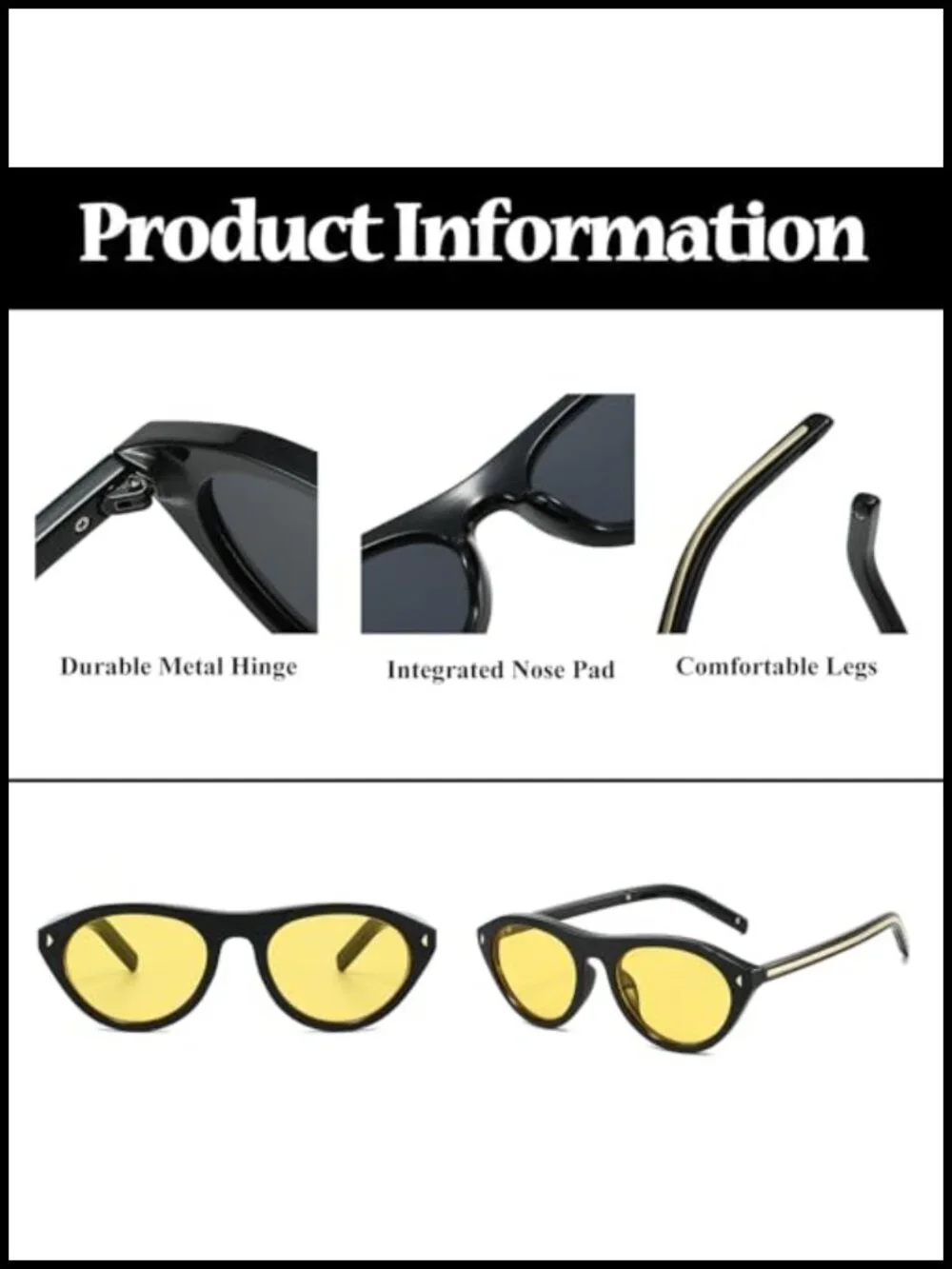 Retro Oval Sunglasses with UV400 Protection Cat Eye Shades